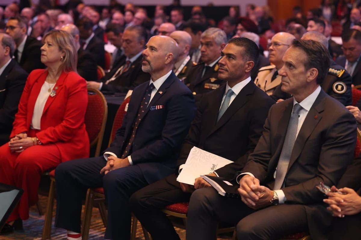 Omar García Harfuch, titular de la SSPC, en la Conferencia Internacional para el Control de Drogas celebrada en Argentina. | Crédito: X @OHarfuch