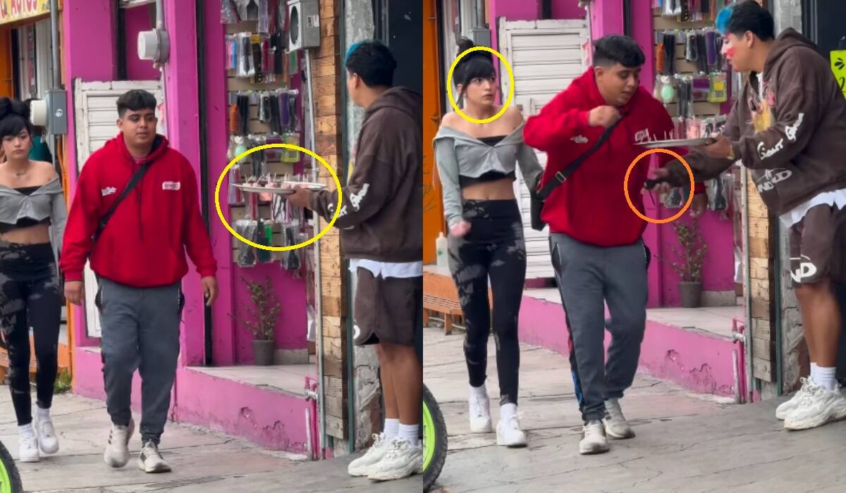 "Tome una muestra o le damos toques": Influencers hacen bromas en la vía pública.