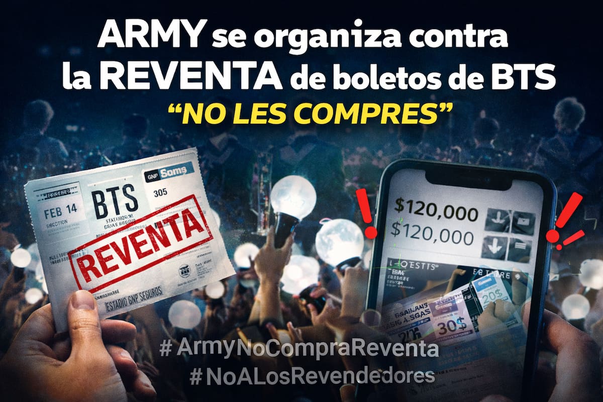 Fans de BTS en México y Latinoamérica impulsan una campaña en redes sociales para frenar la reventa de boletos, tras el aumento de precios extremos y denuncias de acaparamiento durante la venta de entradas para la gira.