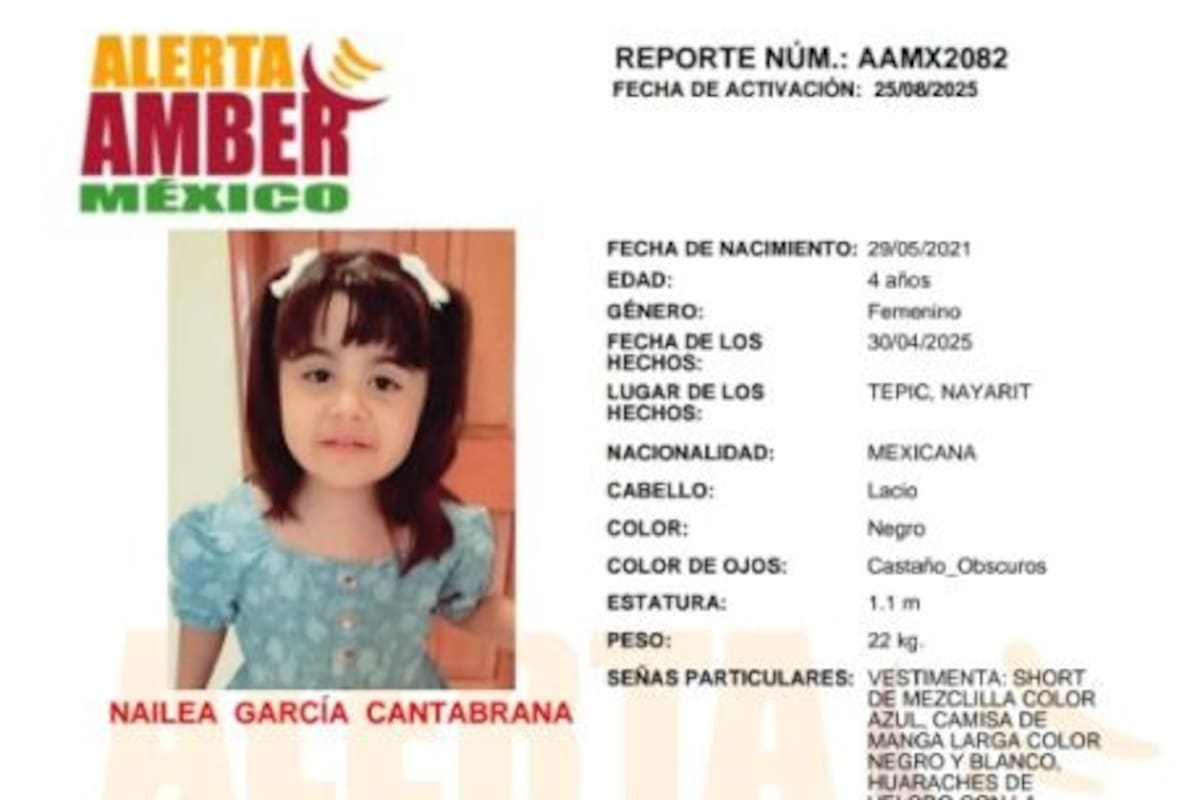 Activan Alerta por Nailea García Cantabrana de 4 años