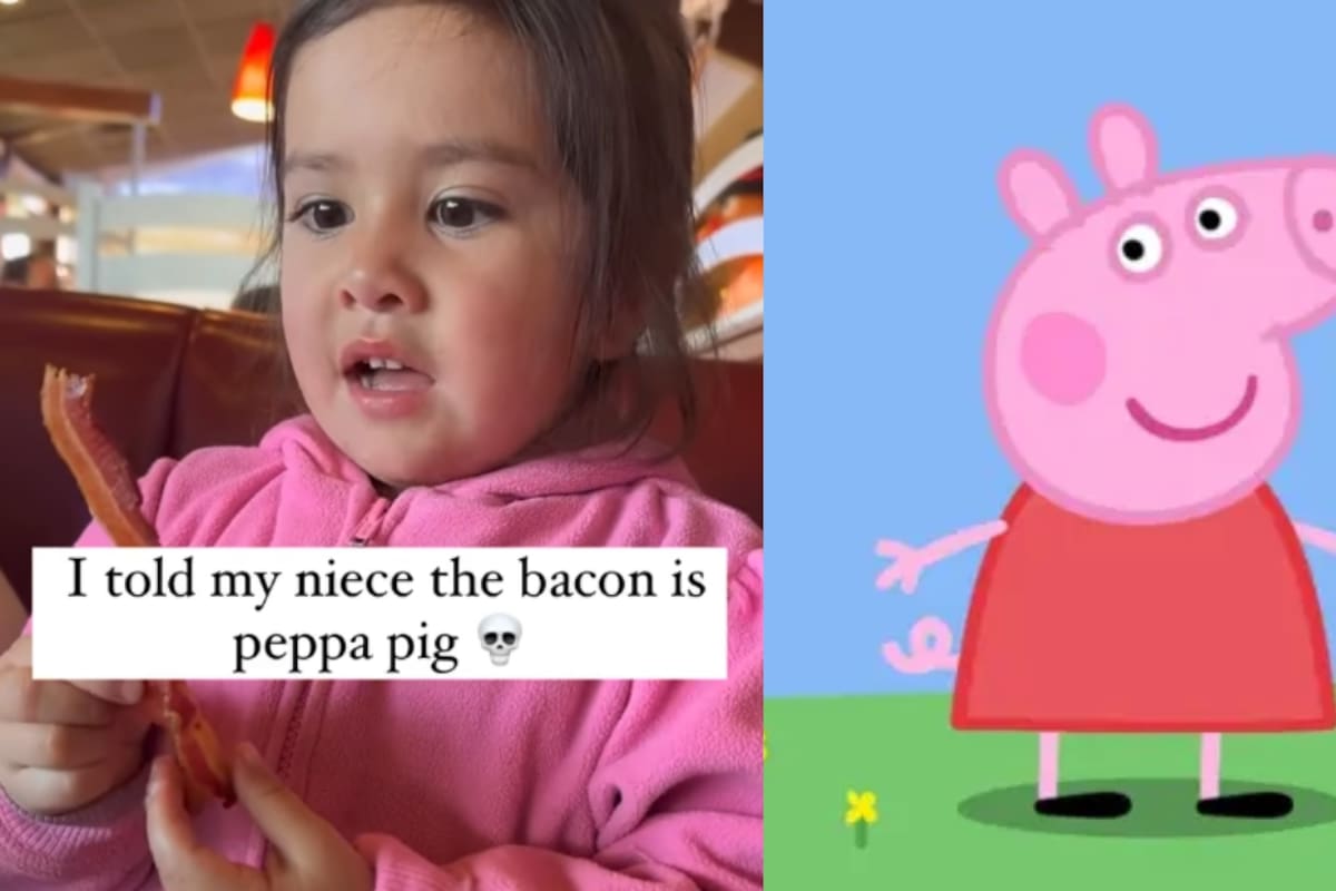 Mujer en restaurante le dice a su sobrina que el tocino es Peppa Pig, y su reacción se vuelve viral