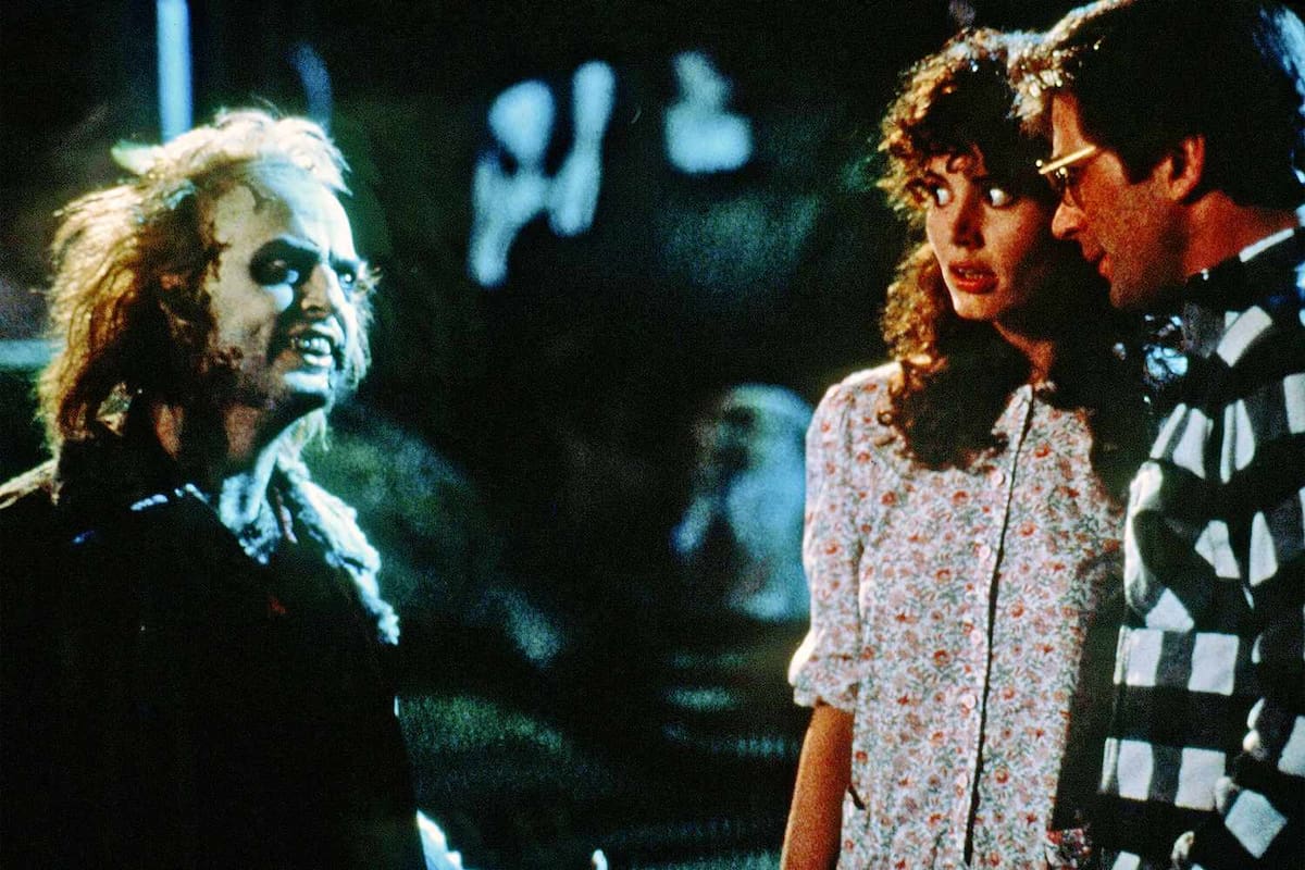 Michael Keaton, Geena David y Alec Baldwin en 'Beetlejuice' (1988)