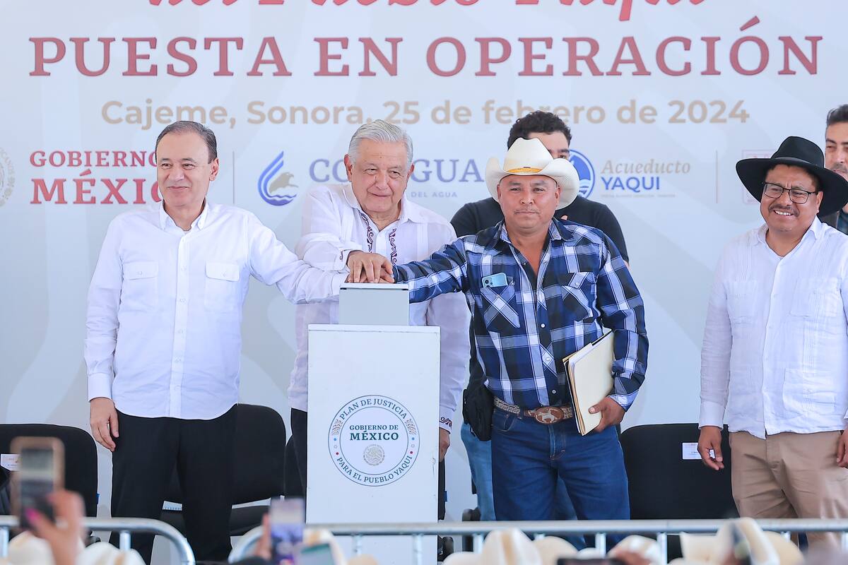 Inaugura AMLO Acueducto para pueblos yaquis en Sonora