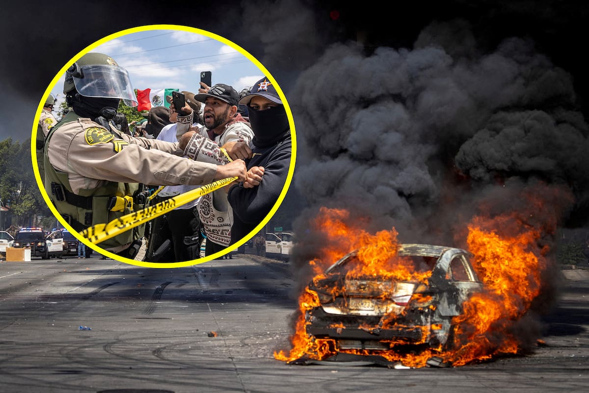Guardia Nacional de EEUU se enfrenta a manifestantes en Los Ángeles; incendian auto Waymo