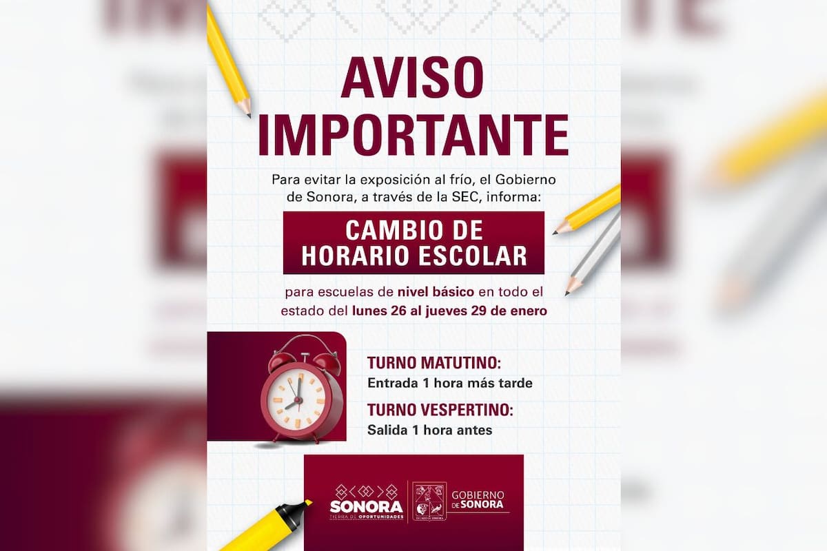Ajuste de horario escolar en Sonora por bajas temperaturas: Lo que debes saber