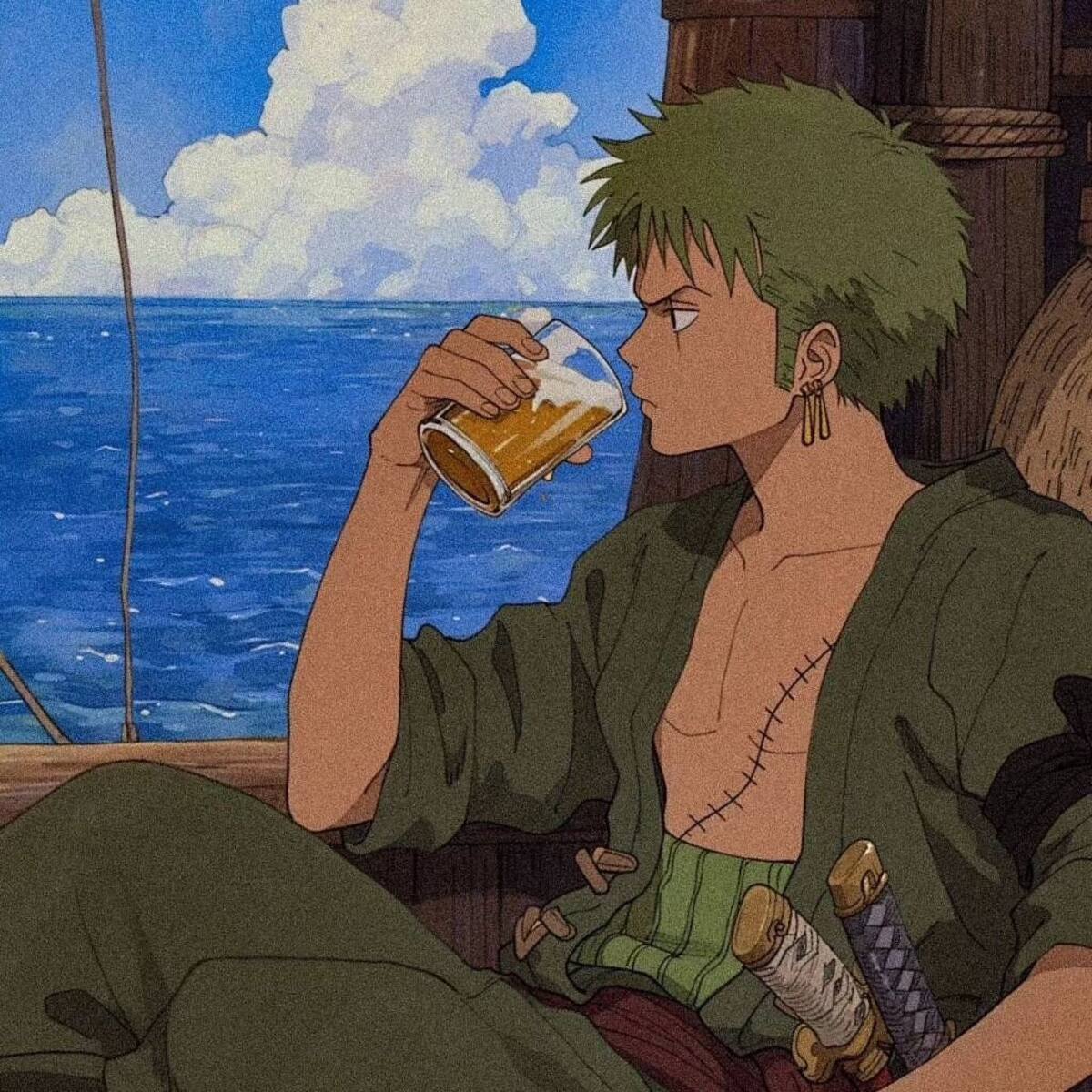 Zoro de One Piece como si fuera un personaje de Studios Ghibli según la IA