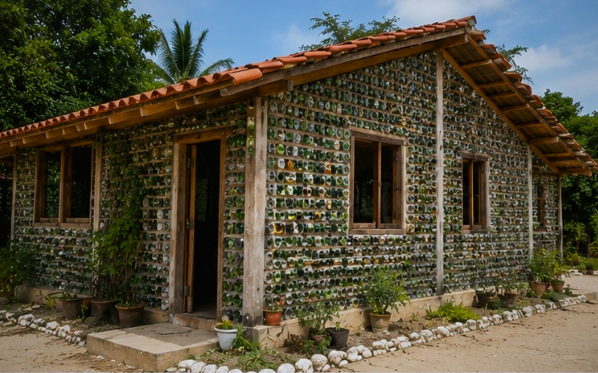 Vieron miles de botellas de vidrio acumuladas como basura en una isla de Brasil y decidieron convertir 8 mil de ellas en un hogar de 70 metros cuadrados que ahora recibe visitantes