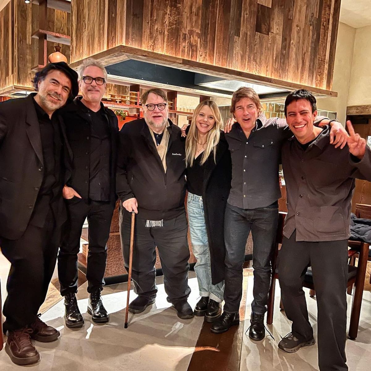 Del Toro, Cuarón, Iñárritu y Cruse durante su visita a Kol, restaurante de Santiago Lastra