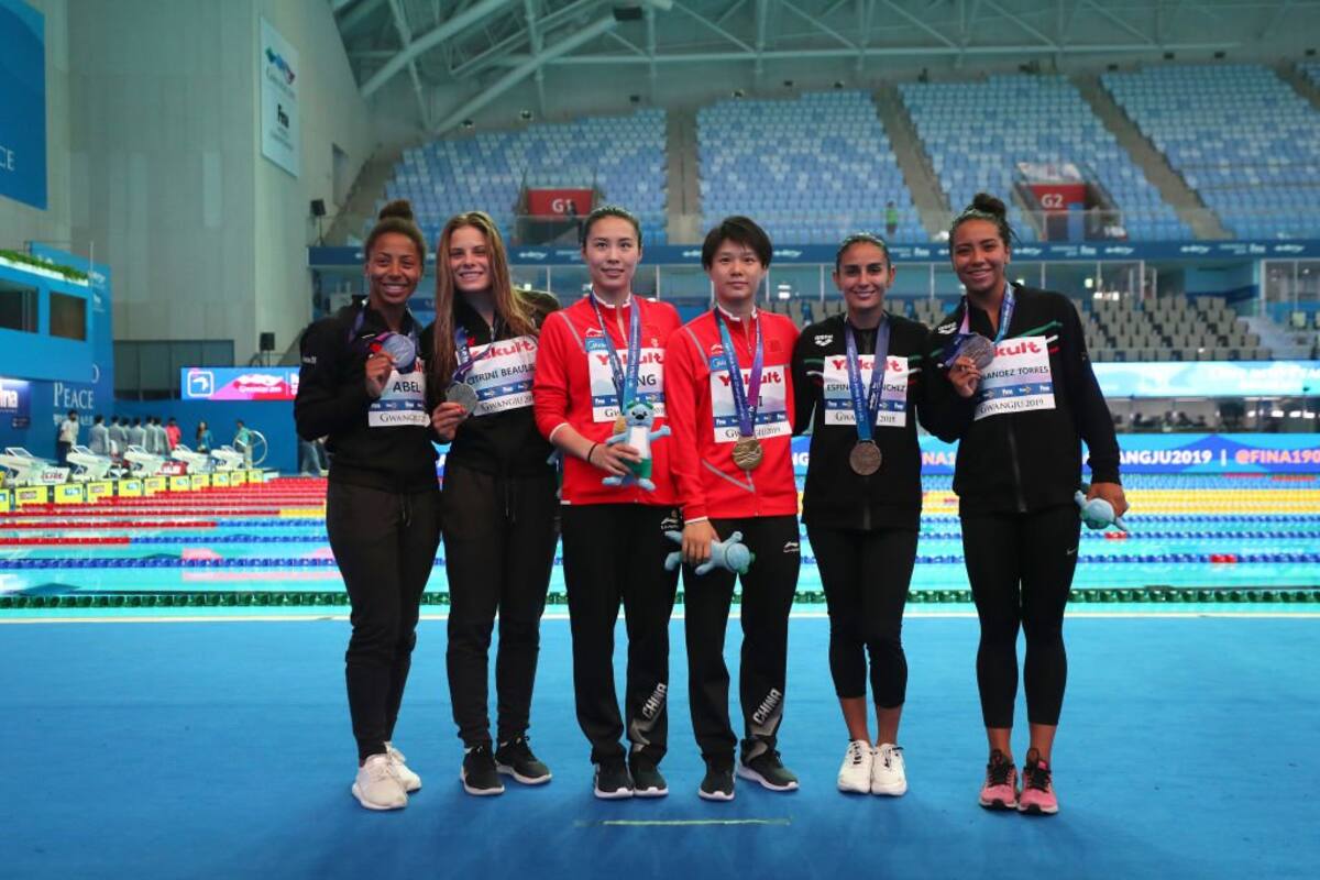 Paola Espinosa y Melany Hernández, bronce en trampolín