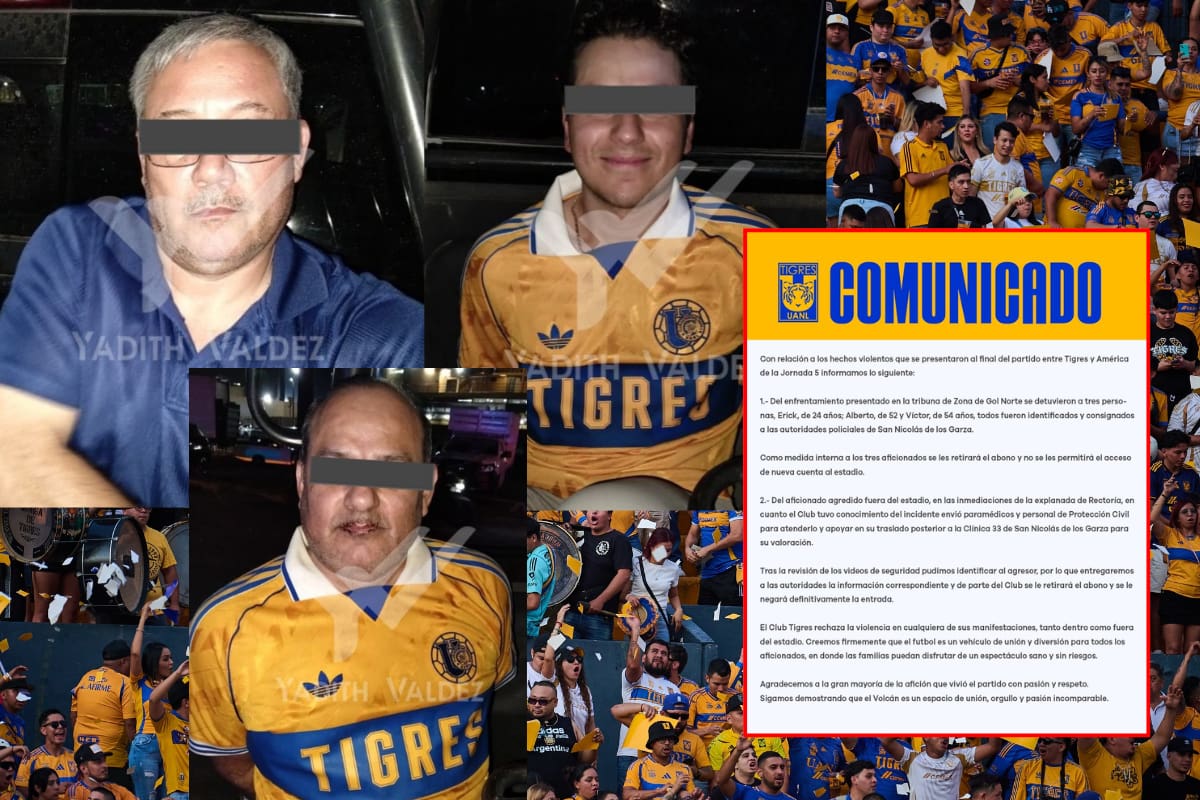 Tras pelearse en el estadio, aficionados de Tigres son detenidos y el club les retira su abono