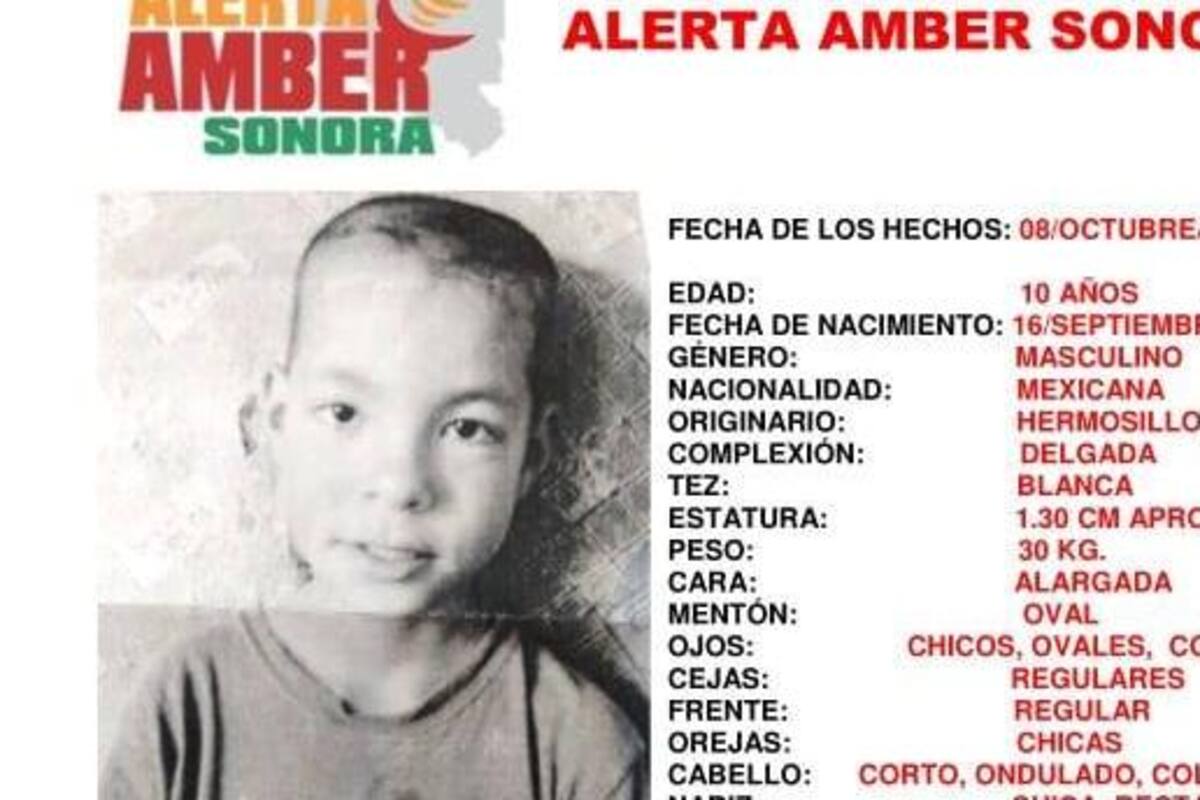 Se activa Alerta Amber para encontrar a Brayan Francisco; desapareció en Hermosillo