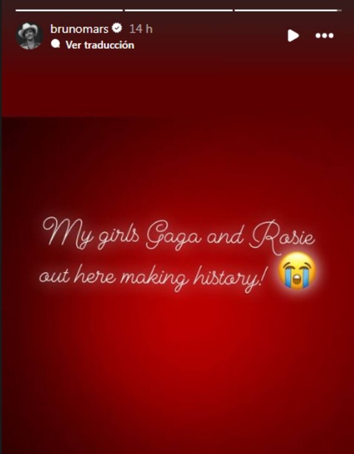 Historia de Bruno Mars en Instagram