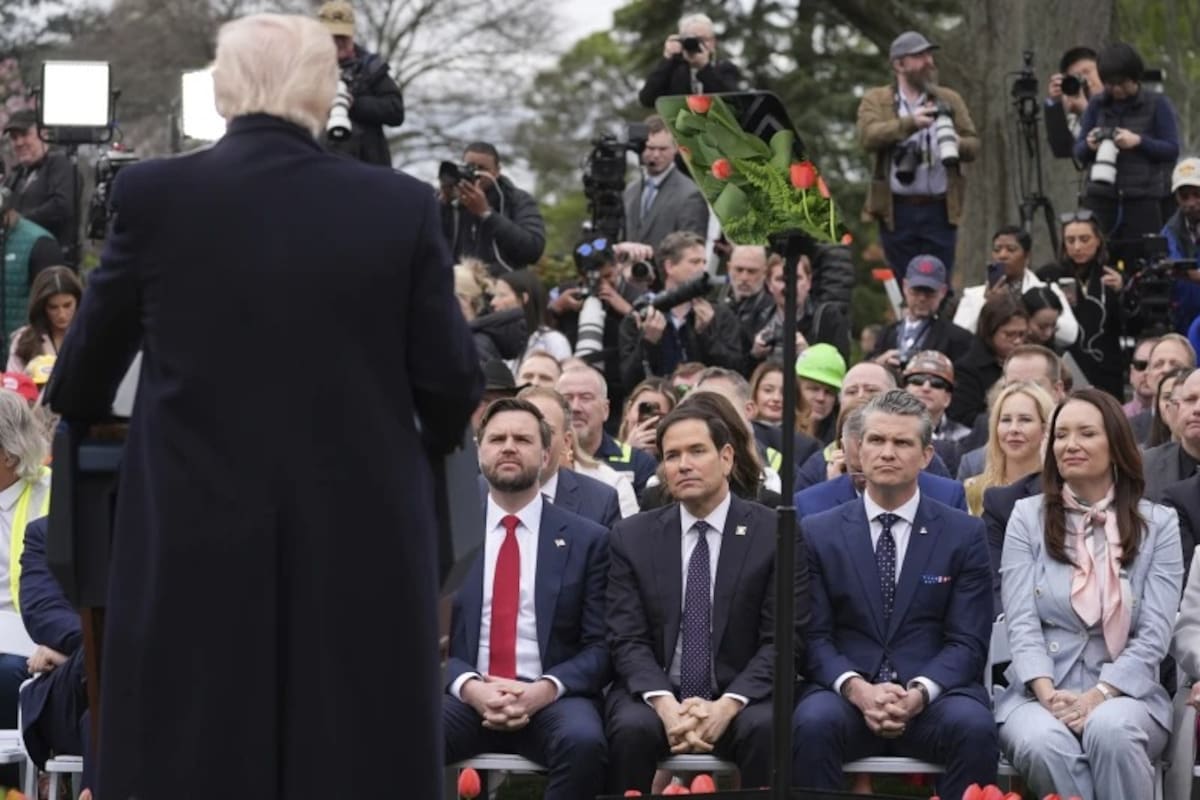 El presidente de EU, Donald Trump, da su discurso en el "Día de la Liberación" del 2 de abril del 2025. | Crédito: AP
