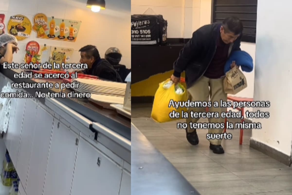 Empleada conmueve al ceder su lunch a un adulto mayor que pedía comida