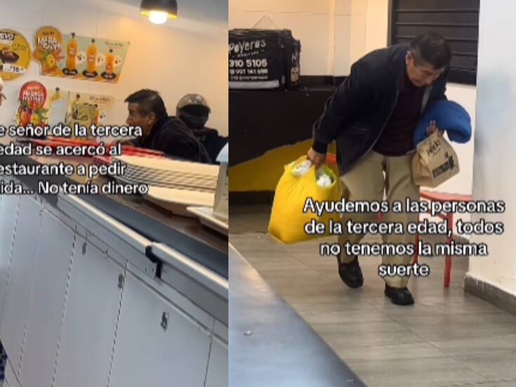 Empleada conmueve al ceder su lunch a un adulto mayor que pedía comida