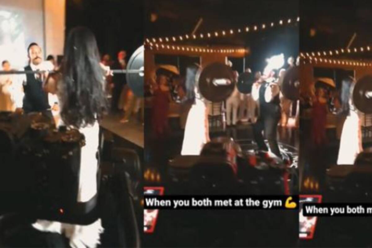 VIDEO: Novios se casan y lo celebran levantando pesas delante de sus invitados