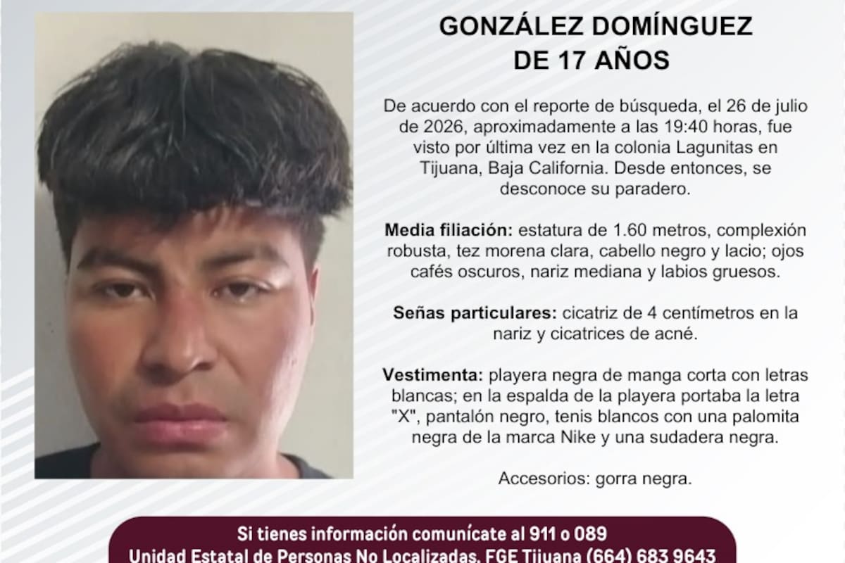 Se busca Wilbert Waldemart González Domínguez de 17 años de edad