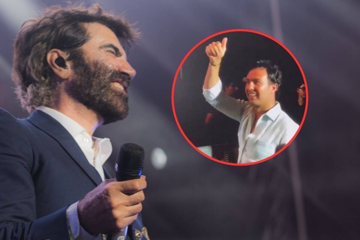Alejandro Fernández bromea con Checo Pérez durante concierto en Guadalajara