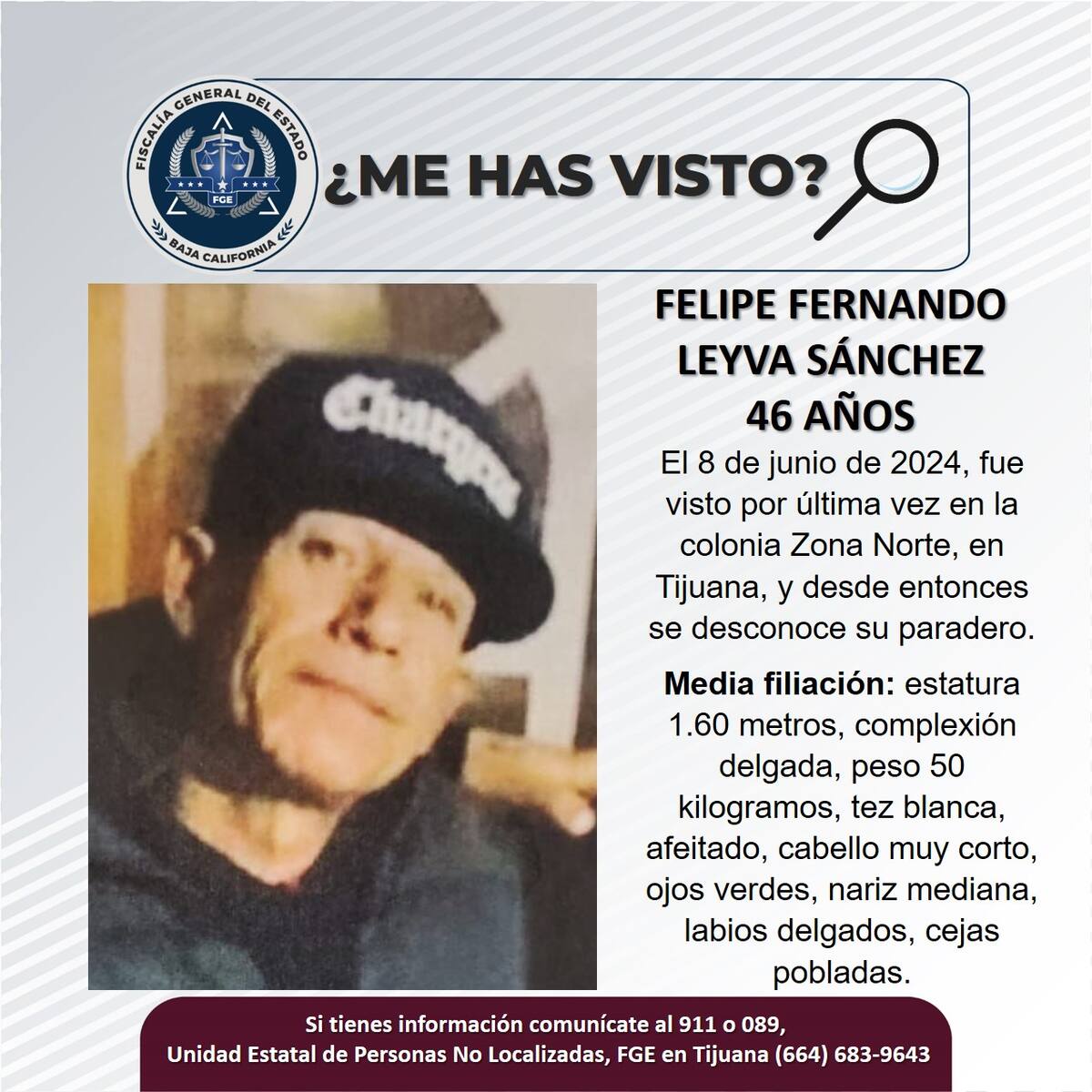 Felipe Fernando López Sánchez fue visto por última vez el 8 de junio del 2024.