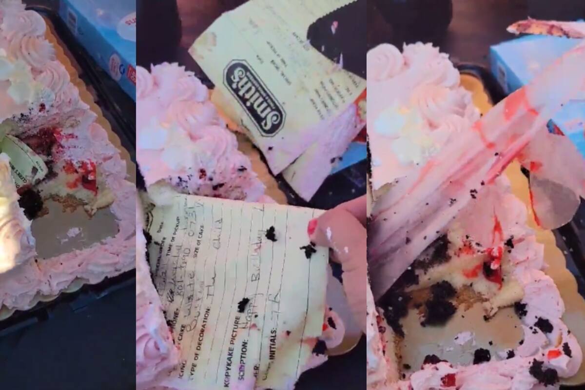 VIRAL: ¡familia encuentra hojas de papel y un guante desechable dentro de un pastel!