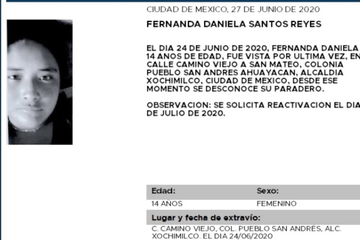 Ayuda a Fernanda a regresar a casa; desapareció en la Ciudad de México