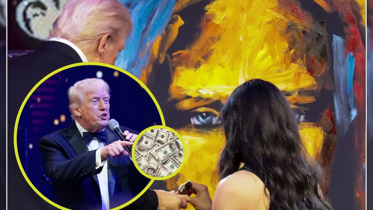 Donald Trump subastó una pintura con el rostro de Jesucristo por casi 3 millones de dólares; fue pintada en menos de 10 minutos totalmente en vivo por la artista Vanessa Horabuena