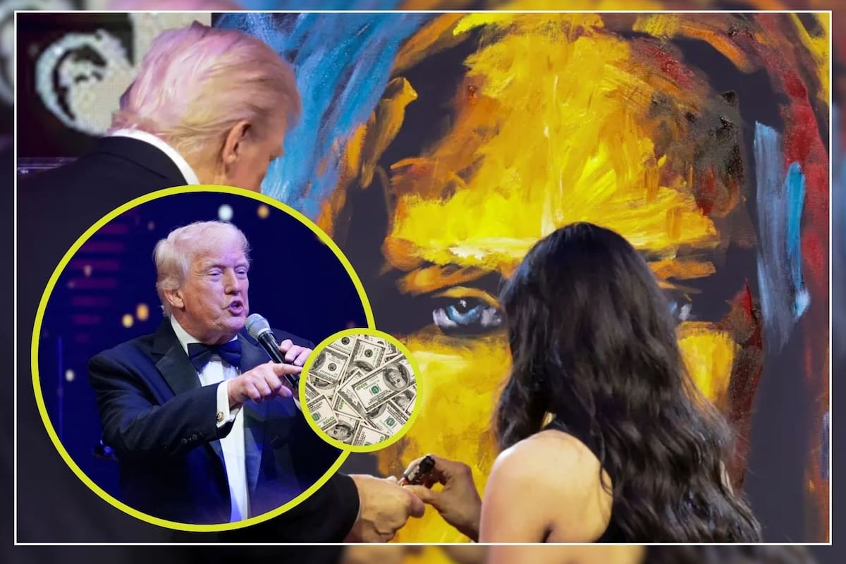Donald Trump subastó una pintura con el rostro de Jesucristo por casi 3 millones de dólares; fue pintada en menos de 10 minutos totalmente en vivo por la artista Vanessa Horabuena