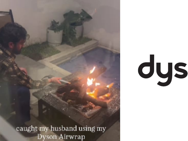“¿Tu esposo terminó en el hospital?”: Mujer capta a su esposo utilizando su Dyson para avivar el fuego de una fogata