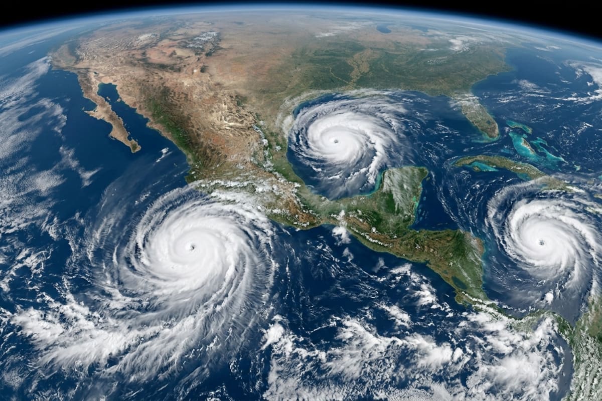 Tres ciclones tropicales ponen en alerta por lluvias intensas a 12 estados mientras Oaxaca enfrenta varios días de tormentas, vientos y oleaje por la depresión tropical Veinte-E