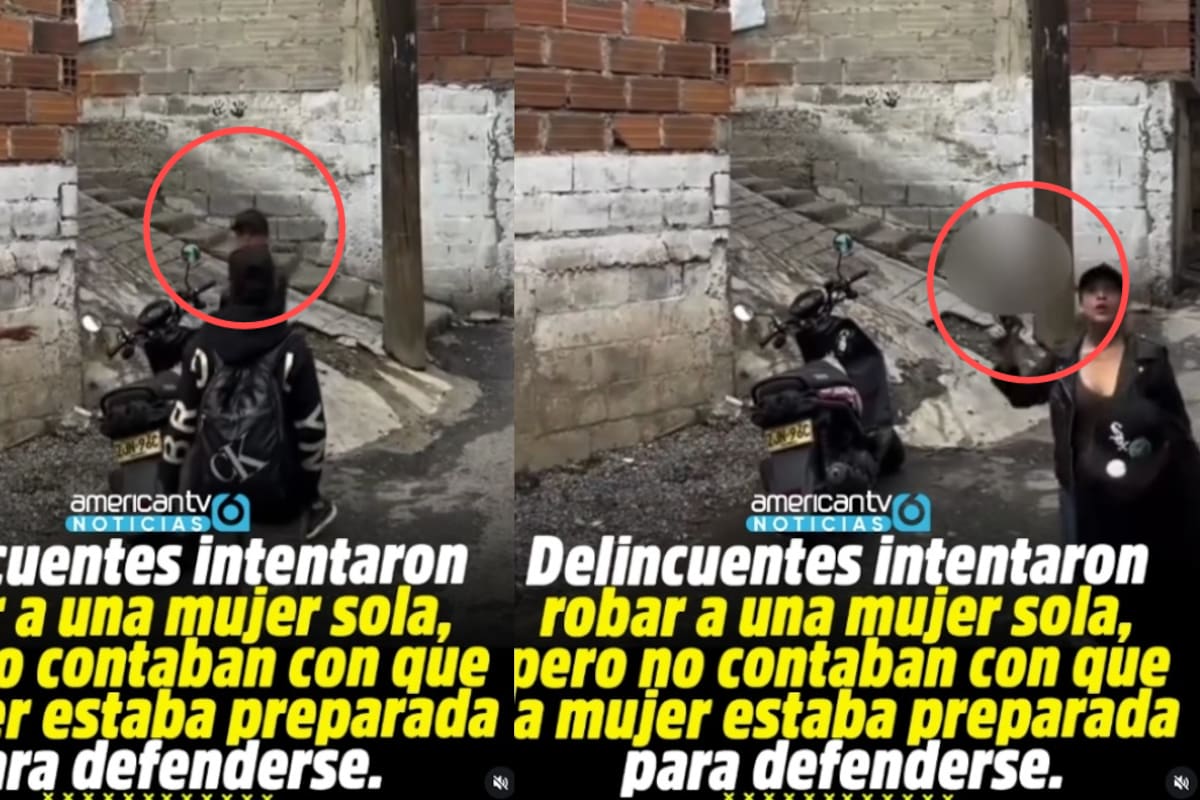 Dos sujetos intentan asaltar a una mujer Pero ella los sorprende al sacarles una pistola y terminan huyendo