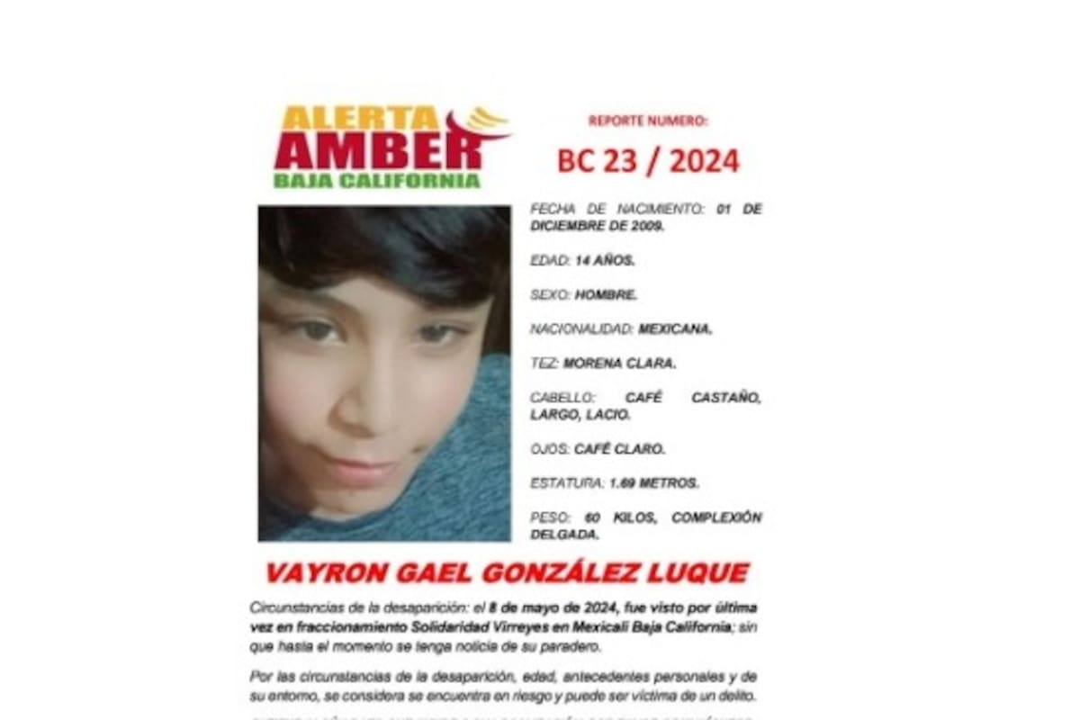Alerta Amber de Vayron Gael González Luque
