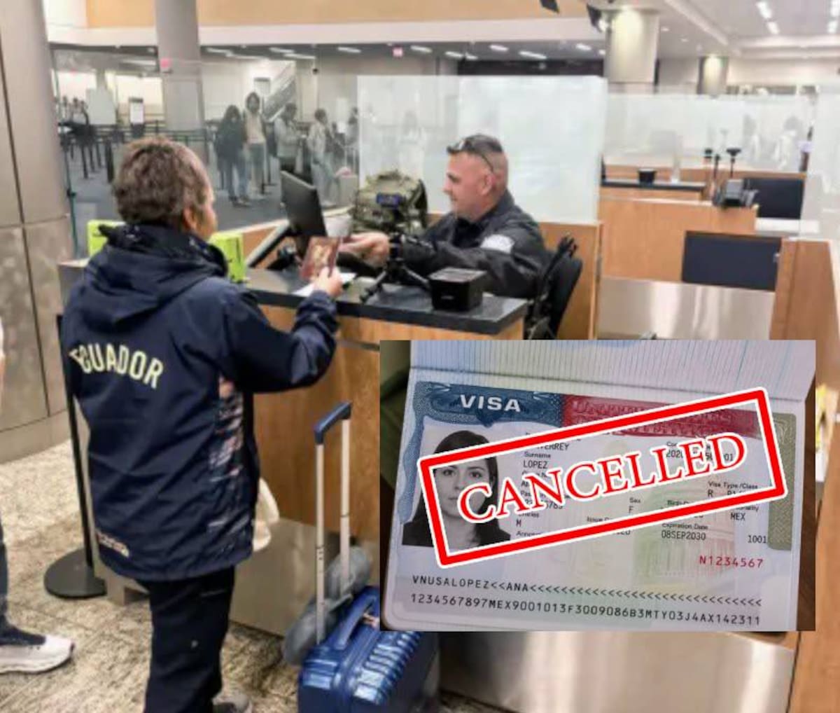 El gobierno estadounidense advirtió que los extranjeros que falseen deliberadamente el propósito de su viaje o de su entrada a Estados Unidos pueden quedar permanentemente inhabilitados para obtener una visa. | Foto: CBP/ Pngwing/ IA