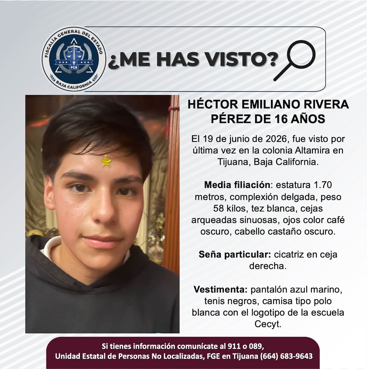 Fue visto por última vez el 19 de junio de 2026.