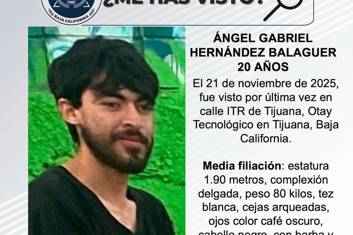 Se busca a Ángel Gabriel Hernández Balaguer de 20 años de edad