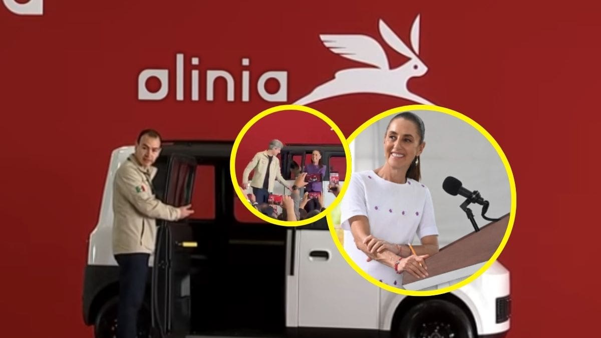 Sheinbaum llegó conduciendo el Olinia a Santa Lucía y el gobierno ya presentó el nuevo vehículo eléctrico mexicano que busca competir como alternativa urbana de bajo costo