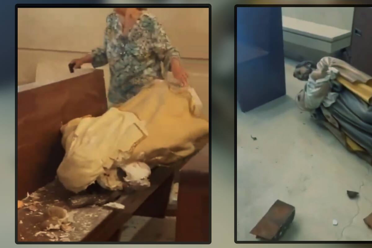 VIDEO: Hombre entra a iglesia en plena misa y comienza a destrozar esculturas de santos en Culiacán