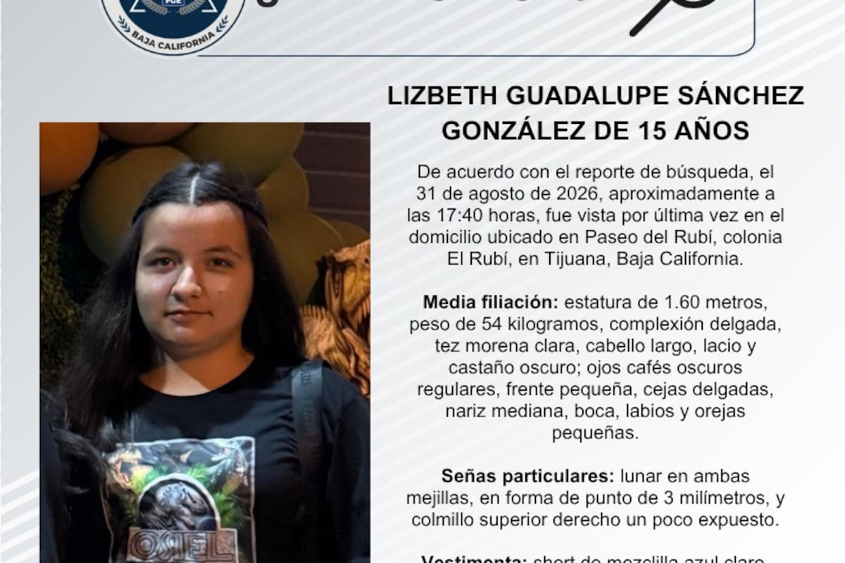 Se busca a Lizbeth Guadalupe Sánchez González de 15 años