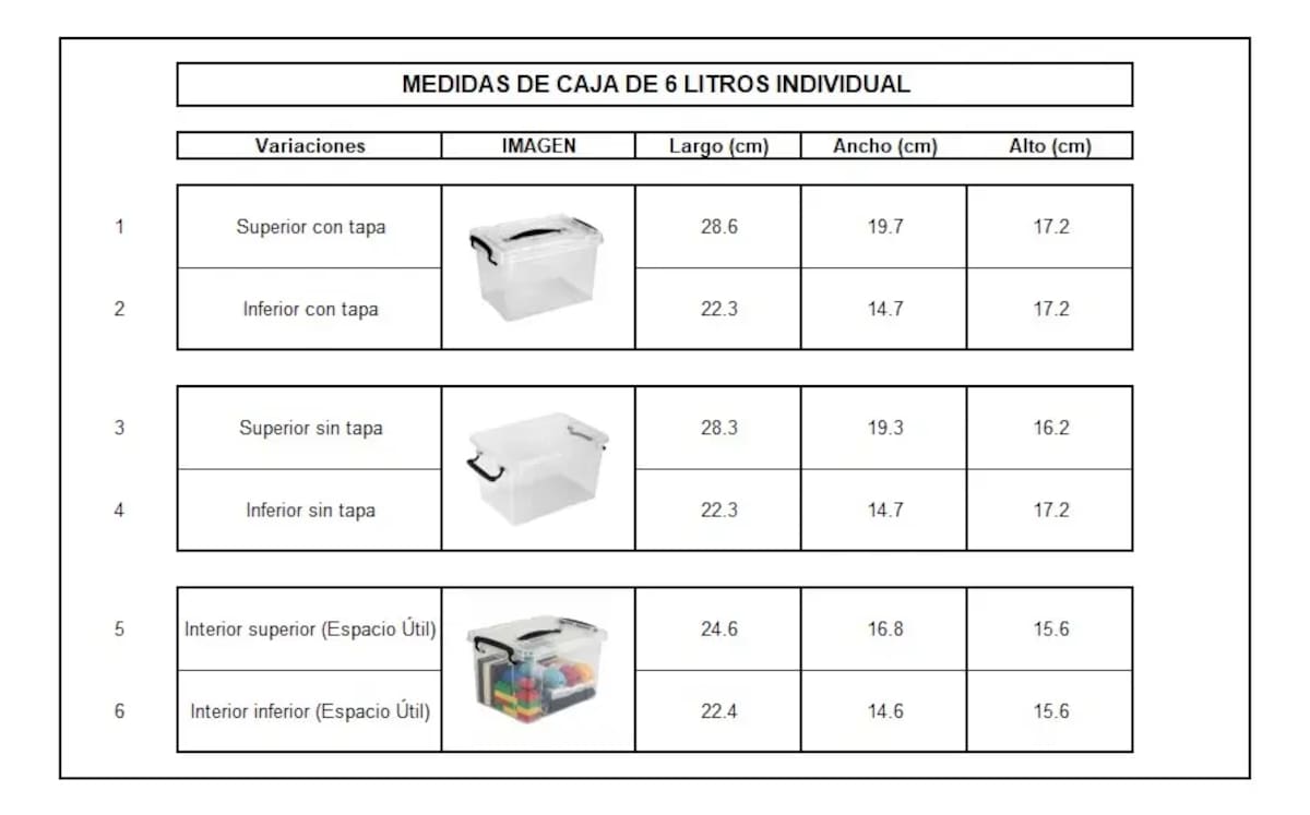 Set de cajas de almacenamiento de 6 litros. | Mercado Libre