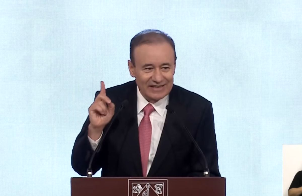 Alfonso Durazo Montaño durante la presentación de su Quinto Informe de Gobierno.