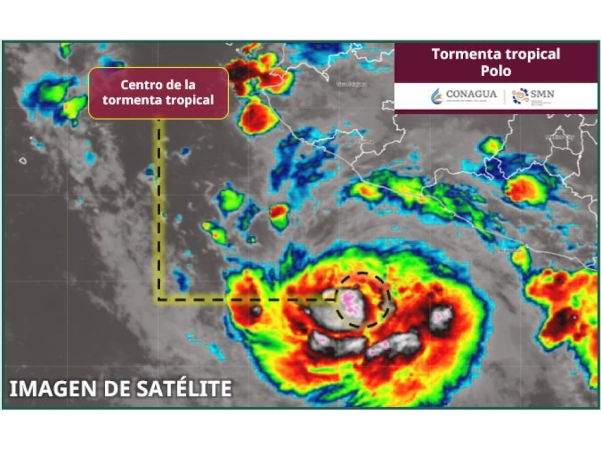 Ubicación de la Tormenta Tropical Polo. | Crédito: SMN/Conagua