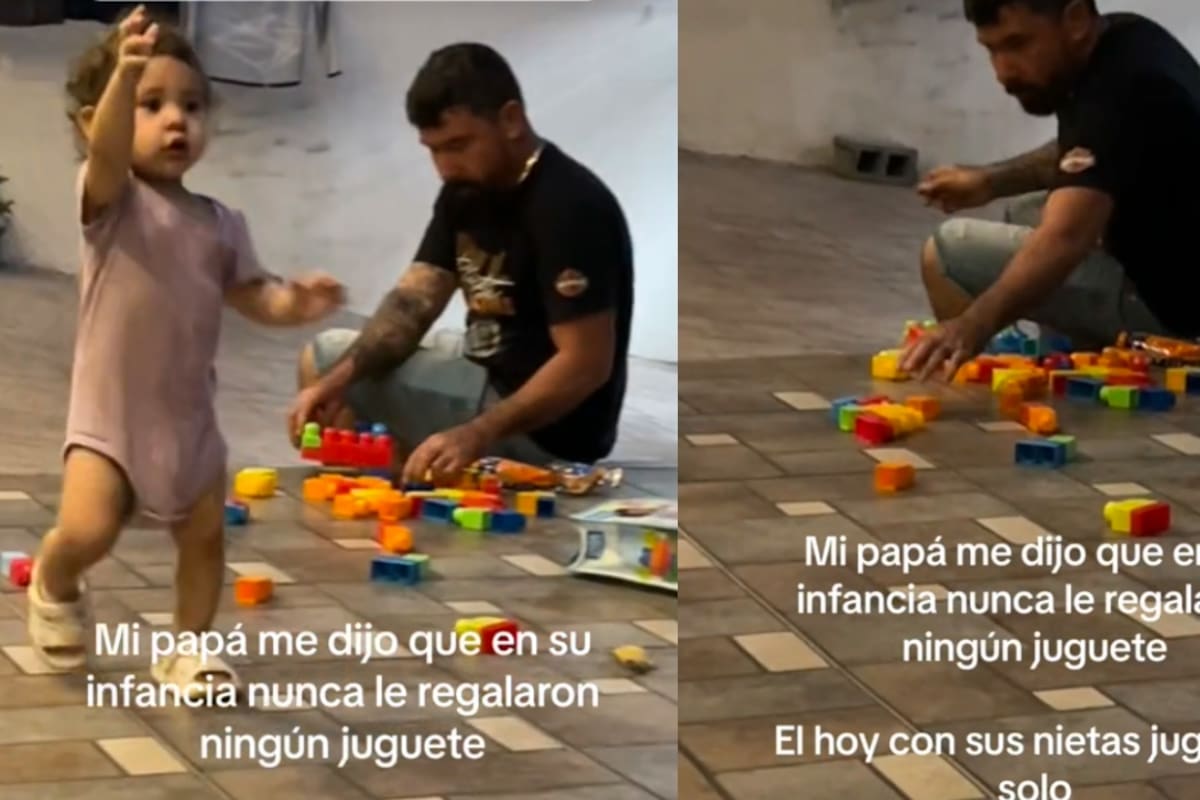 ‘Mi papá dijo que en su infancia nunca le regalaron ningún juguete’: Abuelo juega con los juguetes de sus nietas
