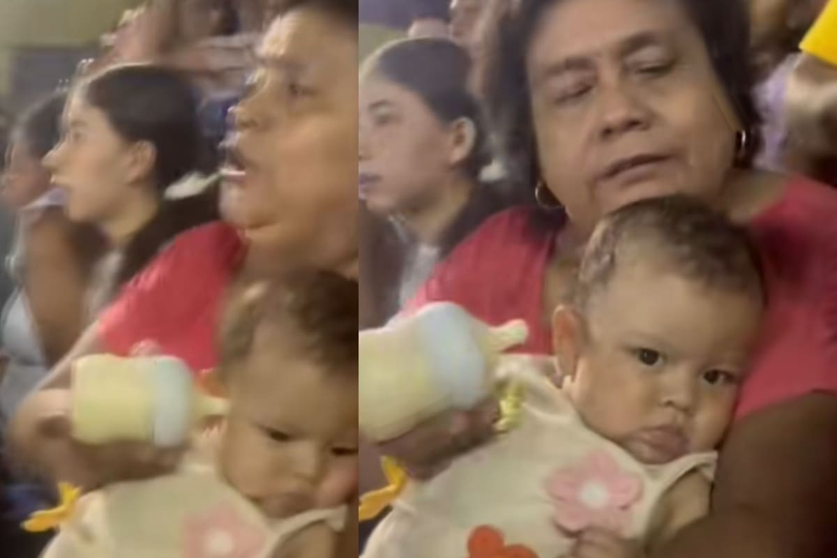Madre se equivoca al darle el biberón a su bebé; se lo pone en su oreja