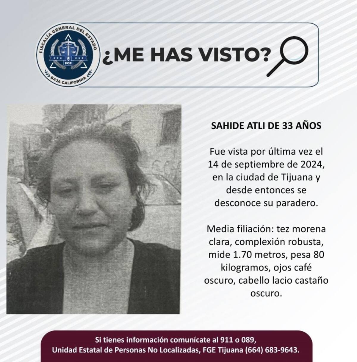 Sahide Atli fue visto por última vez el 14 de septiembre de 2024.