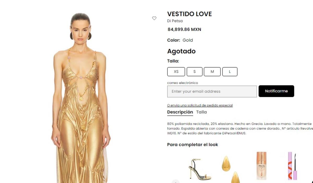 Costo del vestido de Galilea Montijo / Pagina web: https://www.revolve.com/