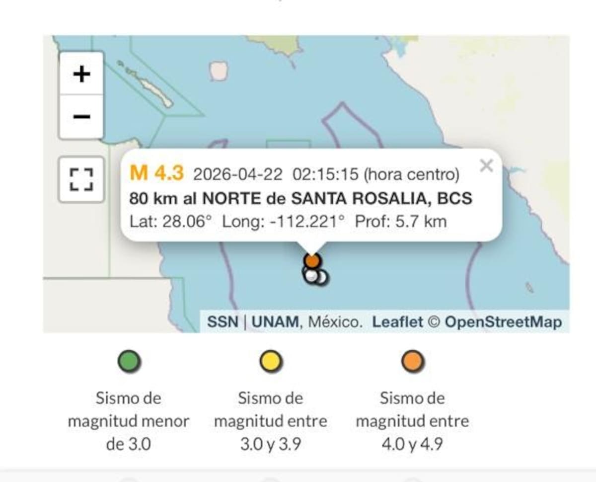 El sismo de magnitud 4.3 se registró en el Golfo de California, sin daños ni reportes en Sonora.