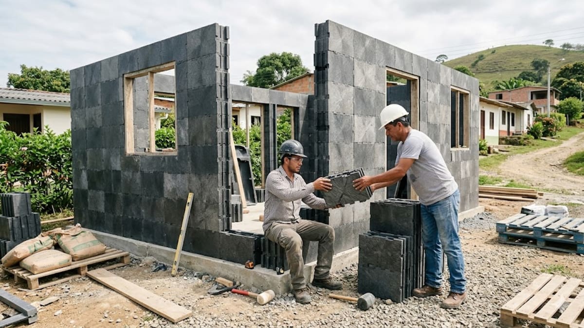 La tecnología convierte residuos plásticos en piezas de construcción resistentes a la humedad y fáciles de montar.