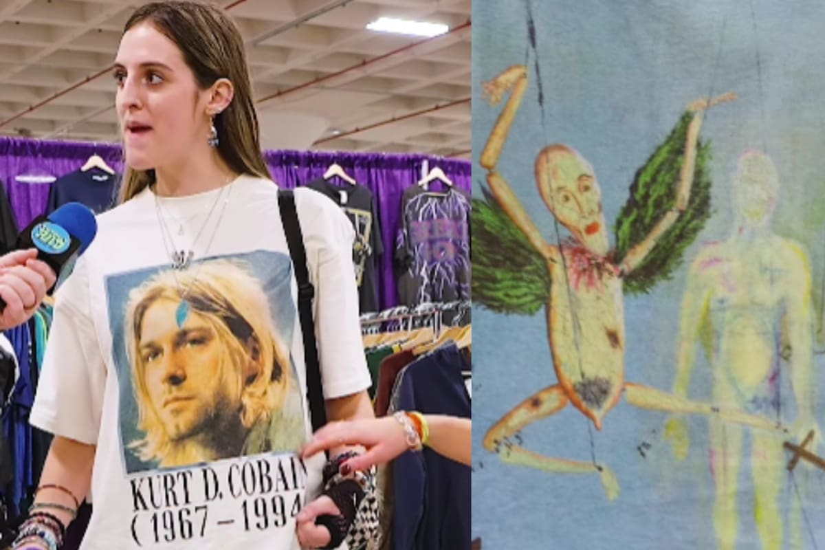 “Me la heredó mi madre y me han ofrecido más de mil dólares”: Joven revela camisa de Kurt Cobain con una pintura original en la parte trasera