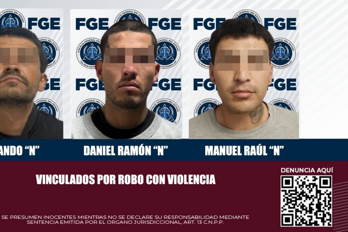 Dictan prisión preventiva a tres hombres por robos con violencia