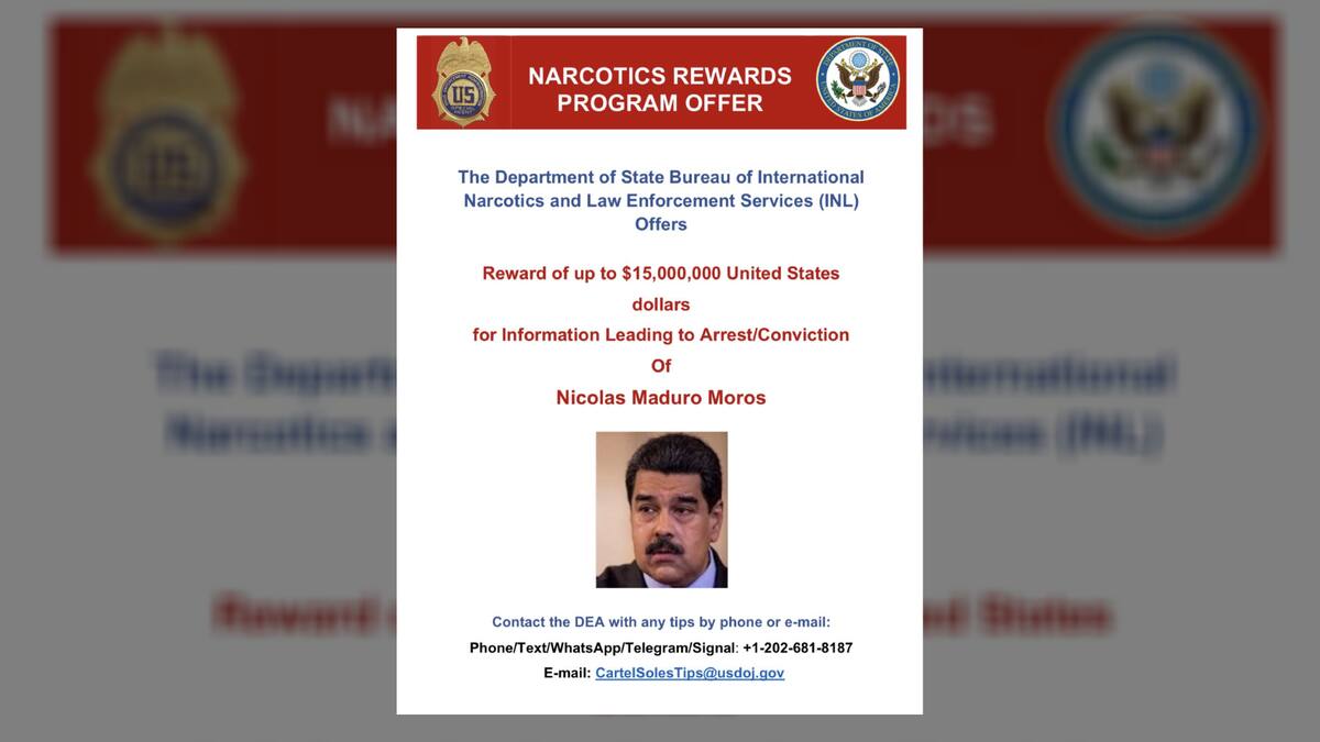 William Barr declaró que Maduro, a quien Estados Unidos considera un “gobernante ilegítimo” y “dictador”, está acusado de liderar el cartel de drogas conocido como “Los Soles”. Foto: Especial.