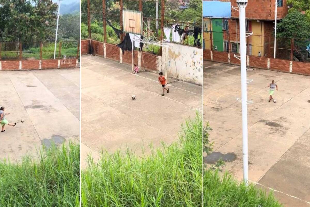 VIDEO: Abuelita y nieto enternecen las redes al ser captados jugando futbol